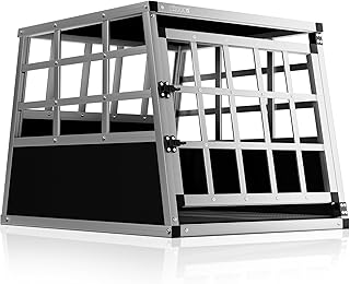 CADOCA® Hundetransportbox M Aluminium | 54x70x51cm, 10kg, Kofferraum, Verschließbar, Trapezförmig, Reisetasche, Auto, Haustier, Transporttasche, Tragetasche