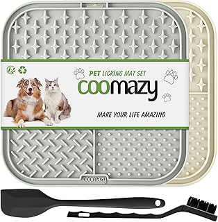 Coomazy Leckmatte Hund, 2 Stück Schleckmatte Hund mit Schwarze Spatel und Bürste Slow Feeder Hunde Leckmatte für Baden, Fellpflege
