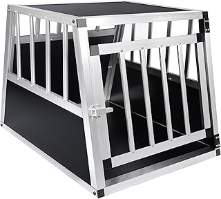 EUGAD Hundetransportbox Aluminium, Hundebox Auto Kofferraum | 54x69x51cm, für Klein Mittel Hunde, mit Sicherheitsverschluss, Leicht und Stabil, Kennel Auto, Hundebox für Zuhause