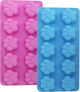 Karjiaja 2 Pack Silikonformen Puppy Dog Paw Shaped, Silikonform Hundepfote Wiederverwendbare Bakeware Maker, Lebensmittelecht, Für Schokolade, Süßigkeiten, Gelee, Eiswürfel, Hundeleckerli