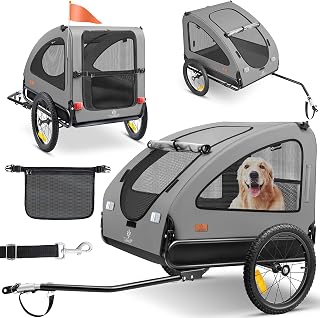 KESSER® Hundeanhänger Boxer 2-in-1 Hundebuggy Fahrradanhänger groß ca. 250L Volumen - Inkl. Fahne und Tasche - 600D Oxford Canvas, Klappbar SmartSpace Concept, max. 45kg