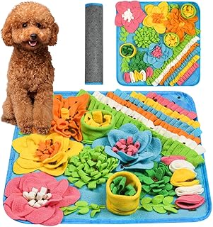 OSDUE Schnüffelteppich Hund, Futterschnüffel-Futtermatte, Hunde-Schnüffelmatte, Welpen-Trainingsmatte, Schnüffelspielzeug Interaktive Hundespielzeug, Hunde Spielteppich für Alle Hunderassen, 39 x 39CM